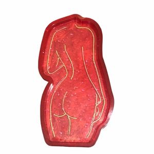 Glittery Red Goddess jewelry tray. Handmade